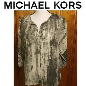 Michael Kors 3/4 Sleeve Pullover Printed Blouse S